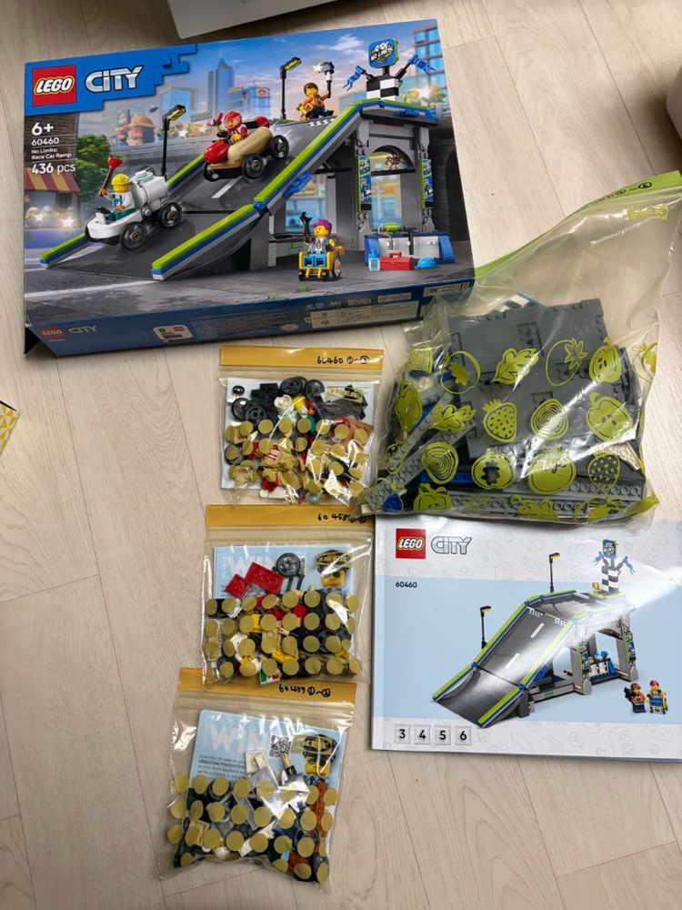 [1회조립] 레고 60460+60458,60459 무한한 도전: 레이스 카 경사 트랙 및 자동차 추가 4대 이미지