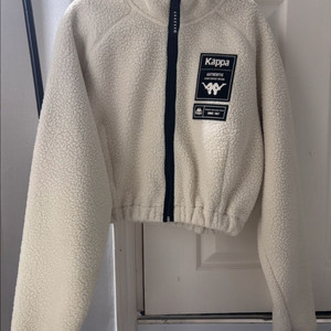 김코디 재미삼아 리폼 크롭 빈티지 커스텀 카파 뽀글이 후리스 플리스 집업 아이보리