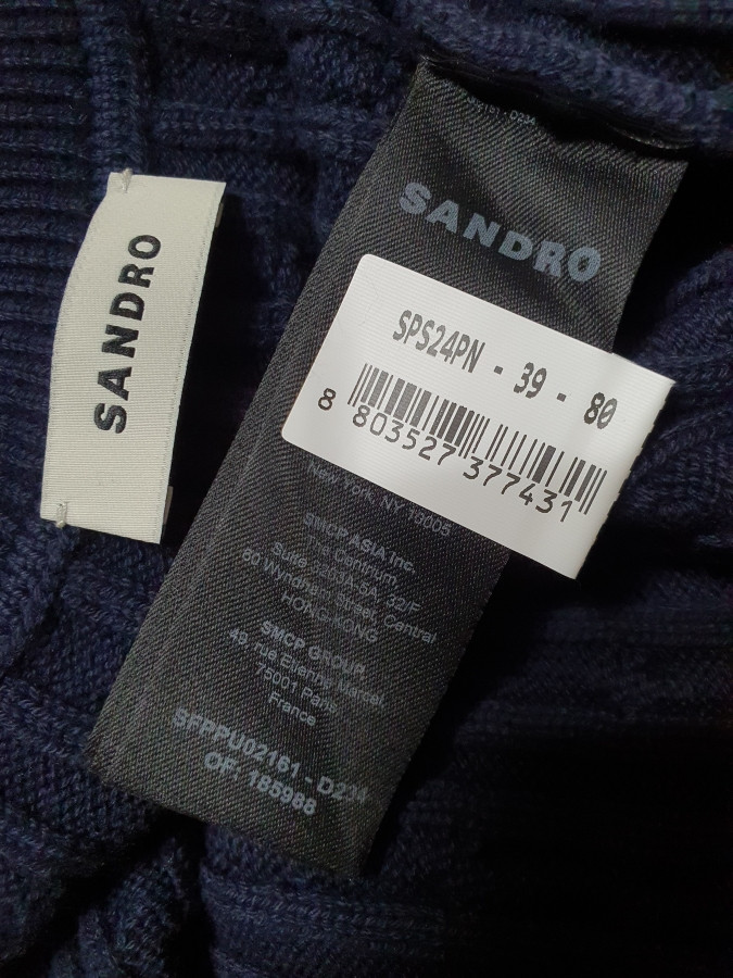 산드로 sandro 네이비 디스트로이드 크롭 케이블 니트 베스트 1 사이즈--7