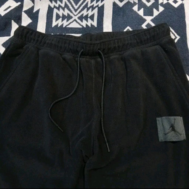 나이키 에어조던 블랙 플라이트 로고패치 플리스 후리스 밴딩 스웻팬츠 트레--1