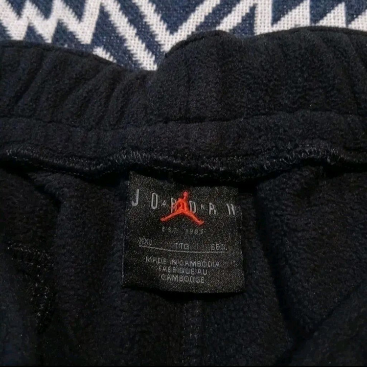 나이키 에어조던 블랙 플라이트 로고패치 플리스 후리스 밴딩 스웻팬츠 트레--3