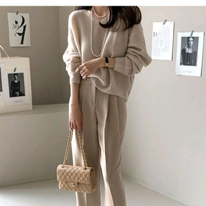 데일리룩 빈스투턱 슬랙스 + 켈리알파카 니트