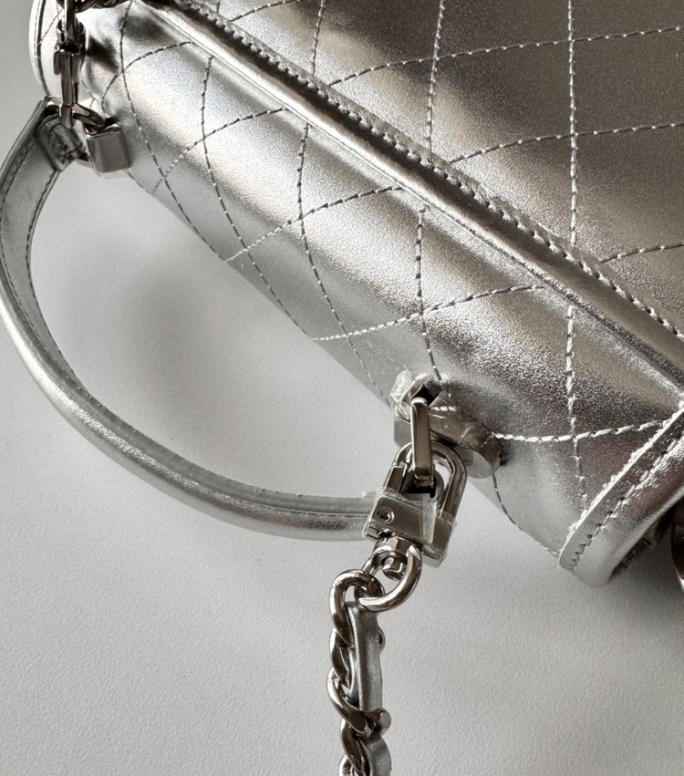 마이아이코 소피아백 미듐 메탈릭실버 미사용 택포--3