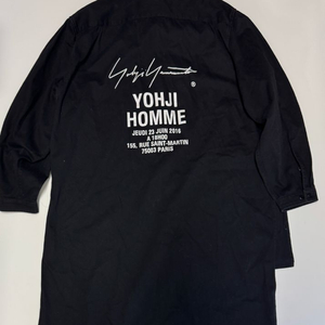 요지 야마모토 스태프 언발란스 코튼 롱 셔츠 블랙