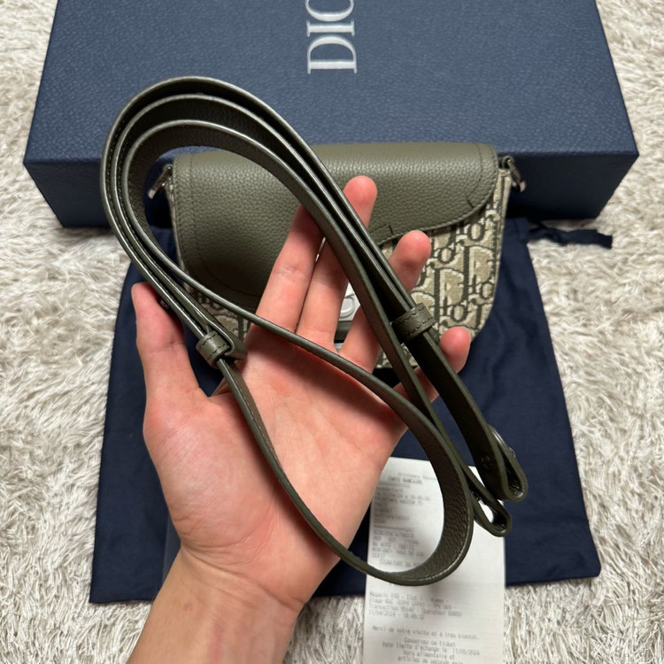 [ OS ] 디올 오블리크 미니 새들 플랩 메신저백 크로스백 카키--6