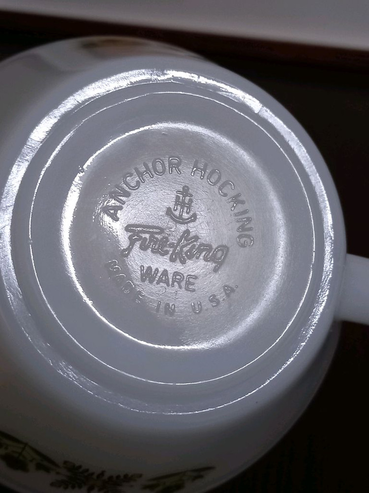 [미사용품]빈티지 앵커호킹 핸들 스프 볼 (커스타드 볼), 파이어 킹--8