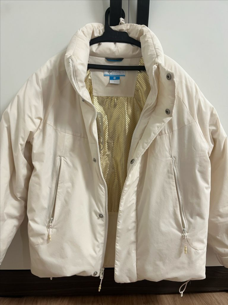 컬럼비아 여성 숏패딩 아이보리 콜롬비아 다운자켓 오리털--1