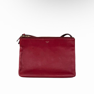 [M] 셀린느 여성 램스킨 폴디드 트리오 숄더 크로스백 미디움 버건디