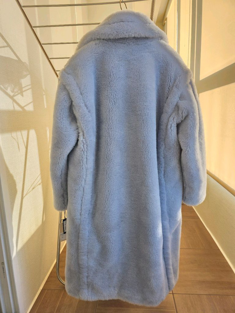 정품 이브살로몬 Yves Salomon 메테오 양모 100% 테디베어 테디 코트 베이비 블루 36 미착용 새제품--2