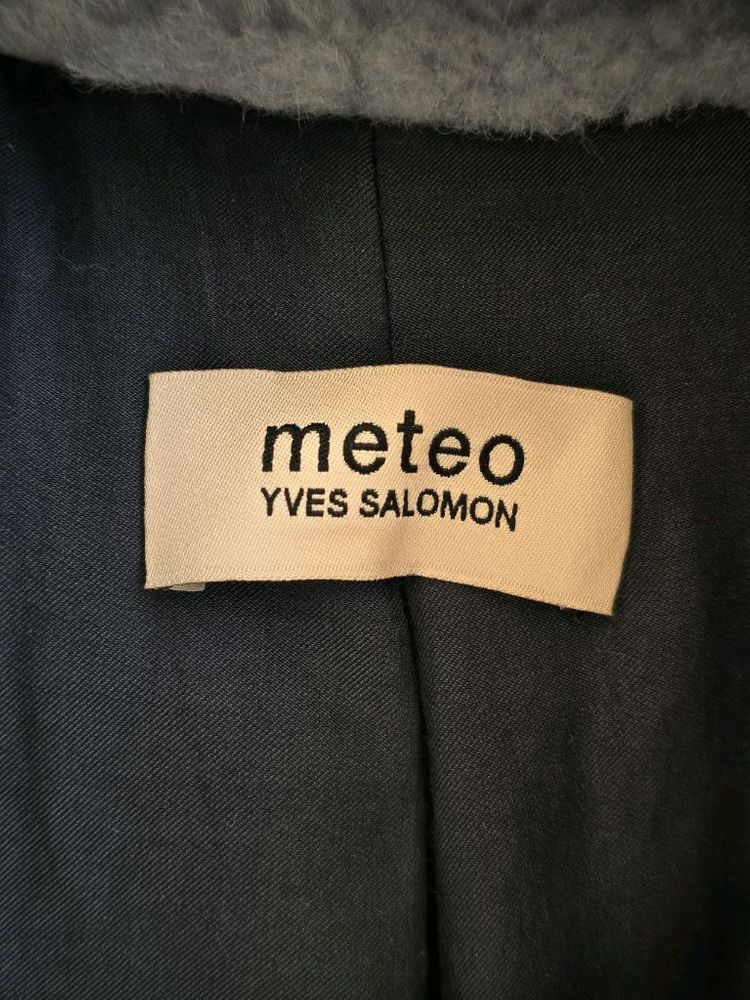 정품 이브살로몬 Yves Salomon 메테오 양모 100% 테디베어 테디 코트 베이비 블루 36 미착용 새제품--6