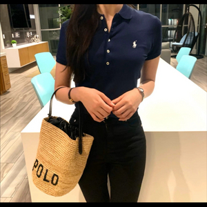 폴로 랄프로렌 여성 슬림핏 카라티 네이비 이미지