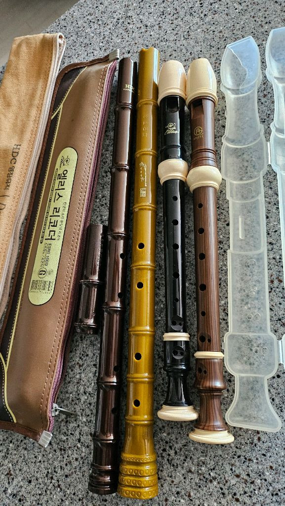 리코더(2개),단소(2개),하모니카(1개)--4
