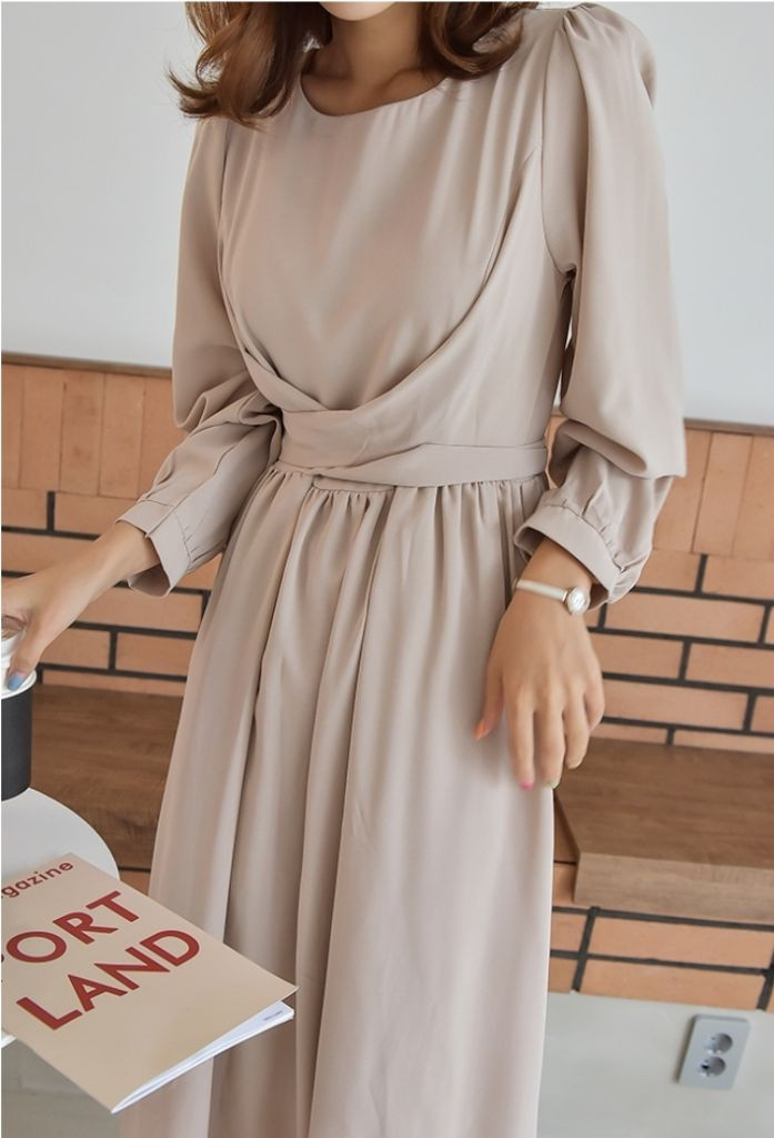 새상품) 쉬폰 랩 라인 롱원피스 55 66 77 이미지