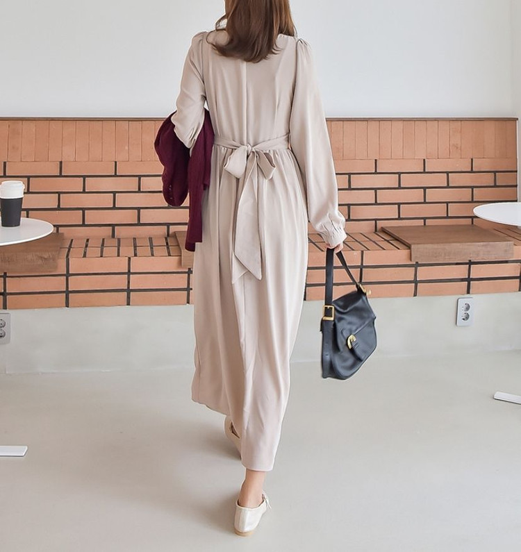 새상품) 쉬폰 랩 라인 롱원피스 55 66 77 이미지