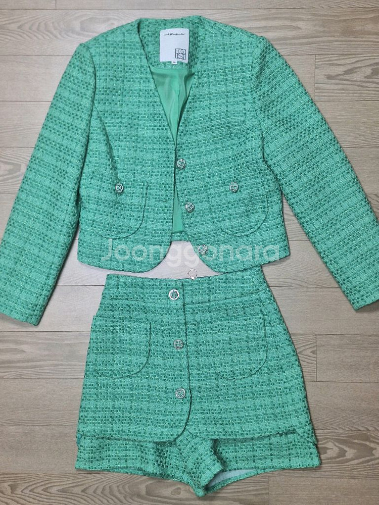 에고이스트 노카라 트위드 자켓 팬츠--6