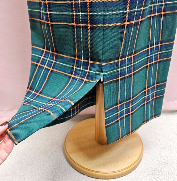 자라 그린체크 미디스커트 벨트세트--7