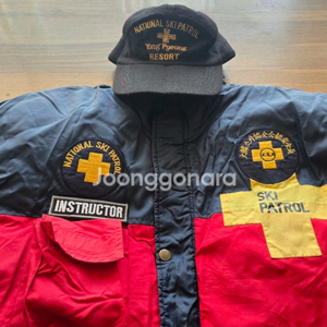 대한 스키 협회 스키복 SKI PATROL 스키 패트롤 패딩 XL + 용평 리조트 스키 패트롤 모자 스키 패딩