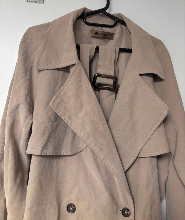 베이직 더블카라 벨트 트렌치코트 자켓 베이지--1