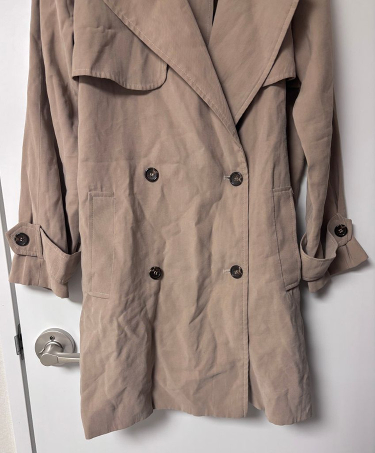베이직 더블카라 벨트 트렌치코트 자켓 베이지--2