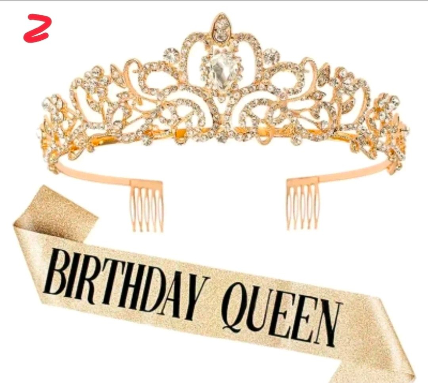 미개봉 새상품 - 생일파티용품 블링블링한 티아라 + 어깨띠 Set 이미지