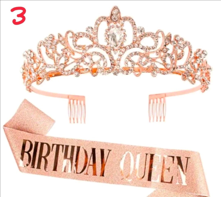 미개봉 새상품 - 생일파티용품 블링블링한 티아라 + 어깨띠 Set 이미지