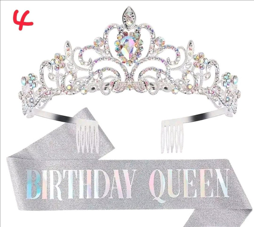 미개봉 새상품 - 생일파티용품 블링블링한 티아라 + 어깨띠 Set 이미지