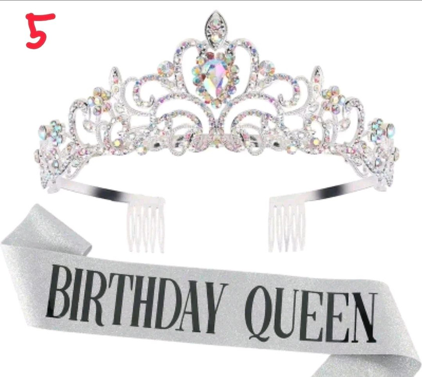 미개봉 새상품 - 생일파티용품 블링블링한 티아라 + 어깨띠 Set 이미지