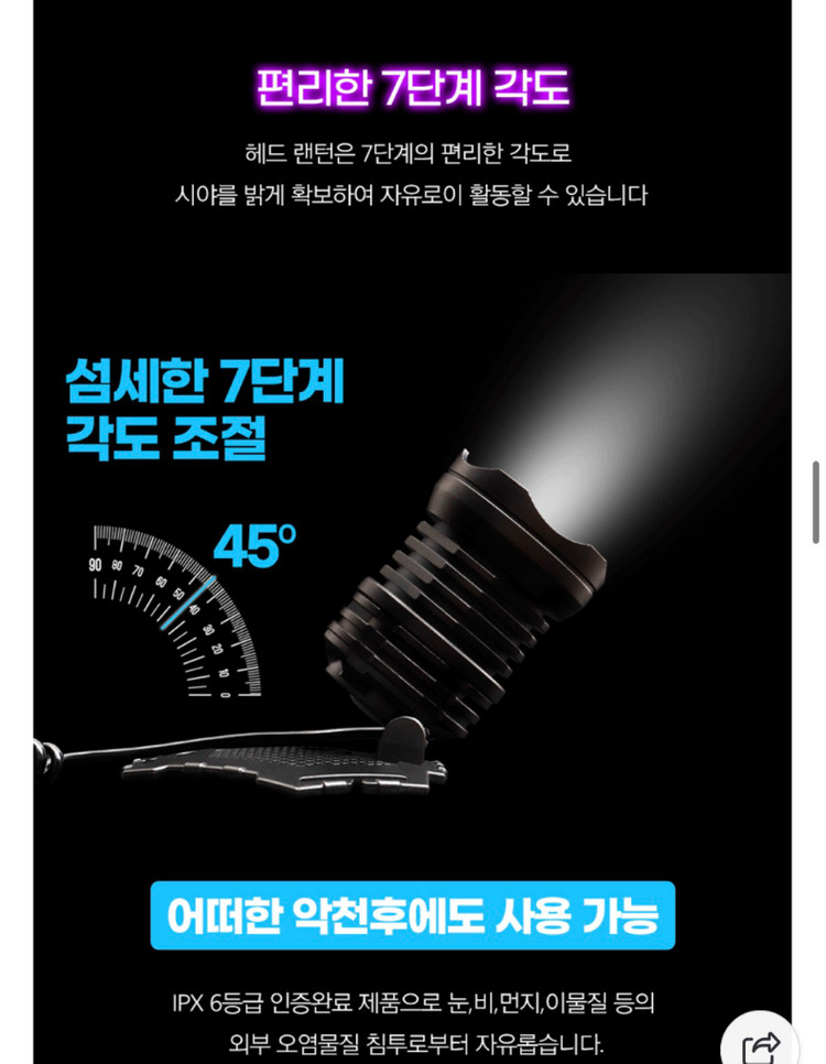 충전식 헤드랜턴 해루질 낚시 캠핑 충전기 2세트 이미지
