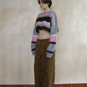 오버듀플레어 헤어리 울 크롭 니트. 스트라이트 볼레로가디건 이미지