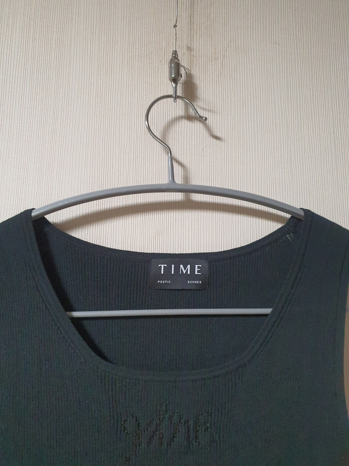 타임 time 레터링 골지 탑 프리사이즈 정품--3