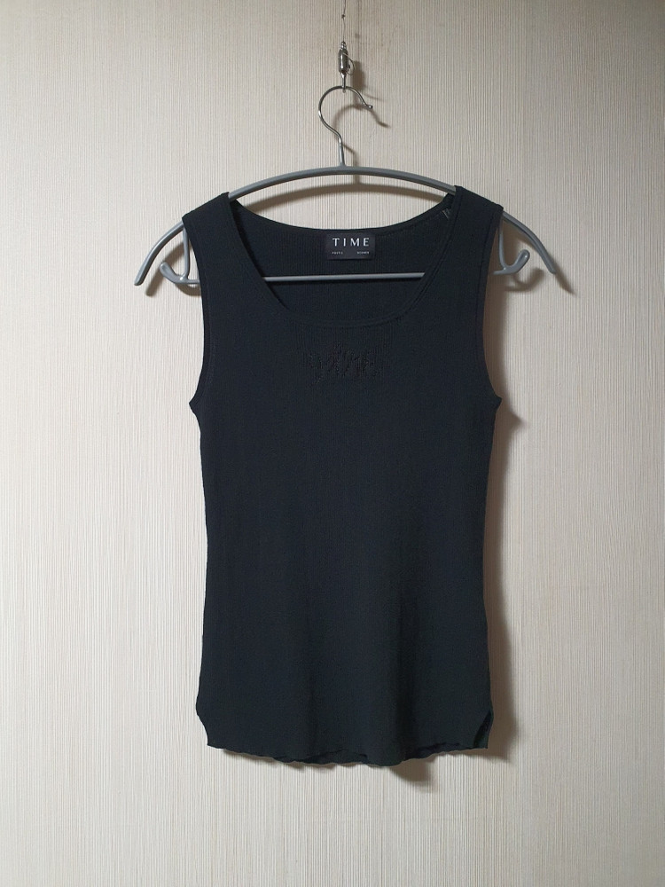 타임 time 레터링 골지 탑 프리사이즈 정품--2