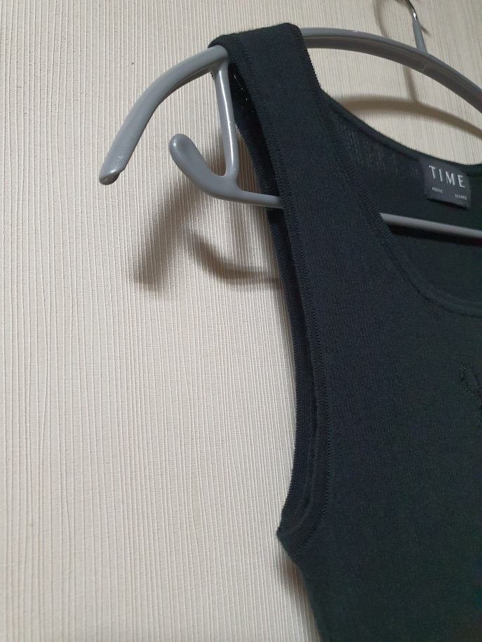 타임 time 레터링 골지 탑 프리사이즈 정품--5