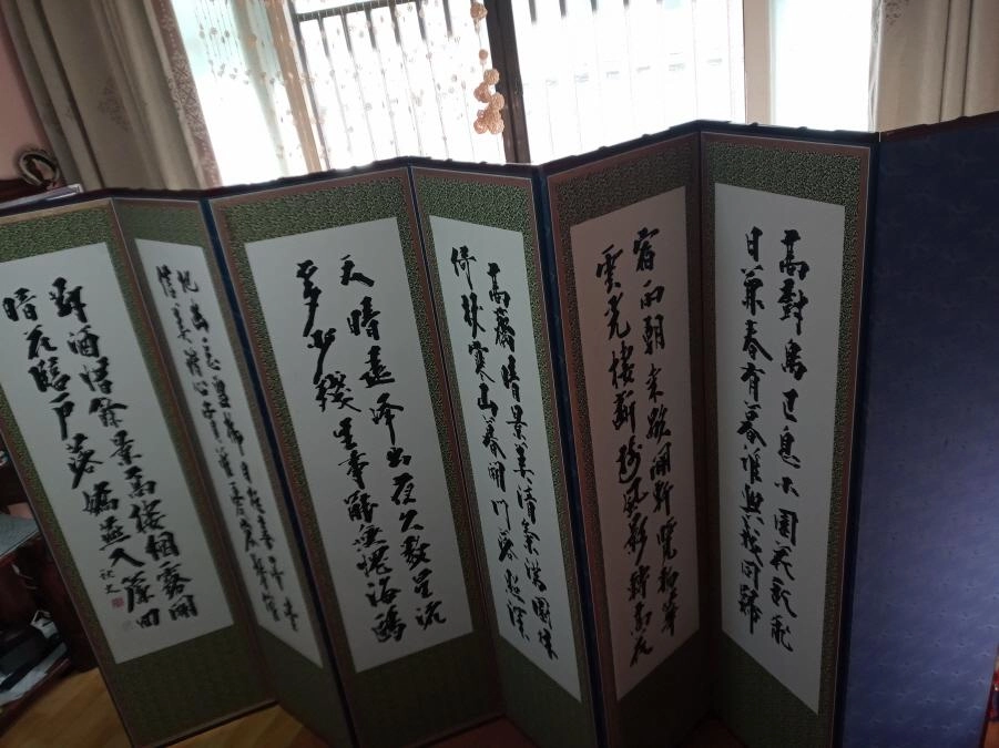 깨끗한 백학도 자수 8폭 병풍 ㅡ 광주광역시 이미지