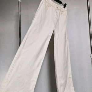미착용 S) 아이보리 뒷밴딩 와이드 데님 팬츠