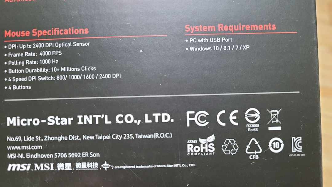 msi 게이밍 마우스 클러치 GM10--4