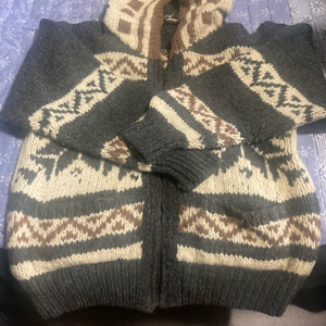 니트 후드 가디건