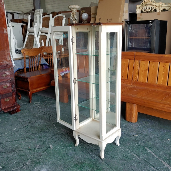 미라지가구 빈티지 스타일 원목 유럽풍 유리 장식장 이미지