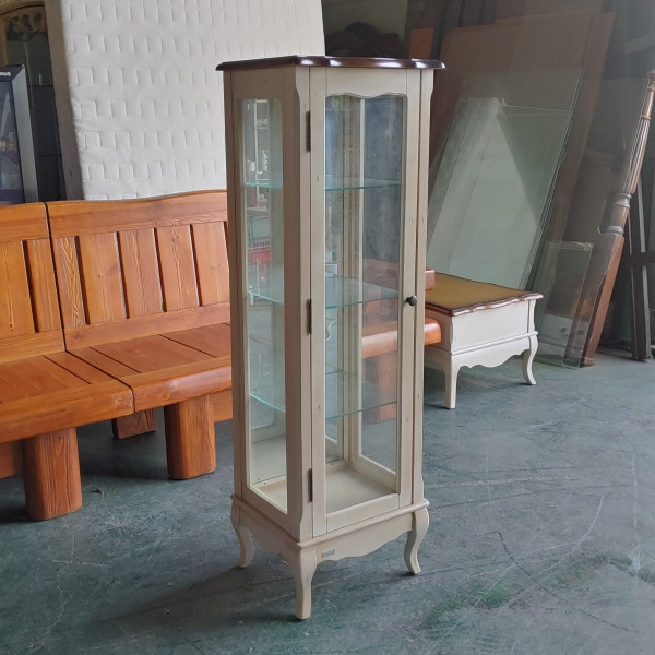 미라지가구 빈티지 스타일 원목 유럽풍 유리 장식장 이미지