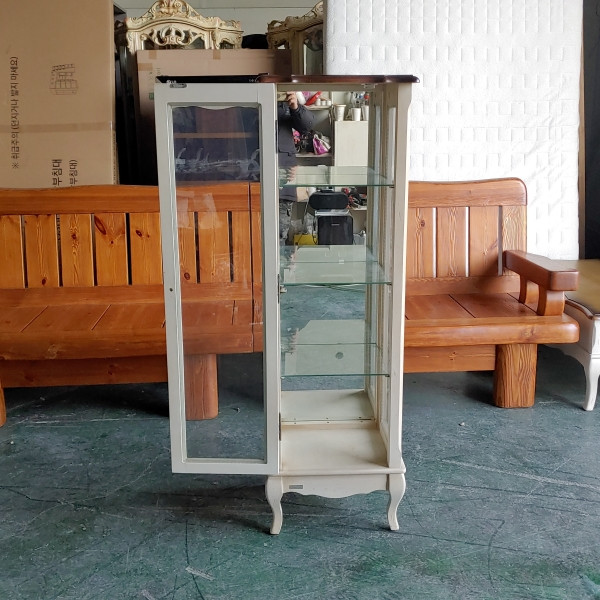 미라지가구 빈티지 스타일 원목 유럽풍 유리 장식장 이미지