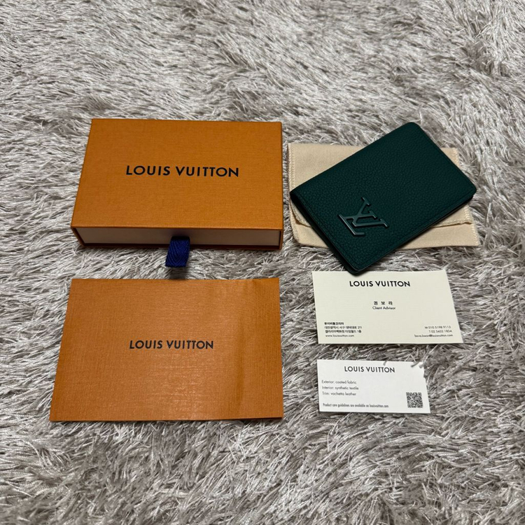 [ OS ] 루이비통 에어로그램 오거나이저 카드지갑 그린--6