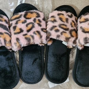 레오파드 실내화 털 실내화 털 슬리퍼