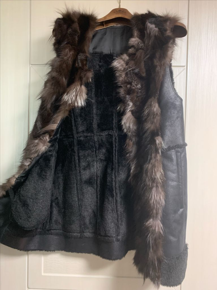 블랙 폭스 퍼 베스트 조끼--1