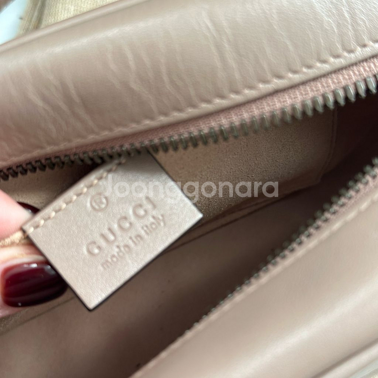 구찌 GG 마몽 마틀라세 스몰 숄더백 로즈 베이지--5