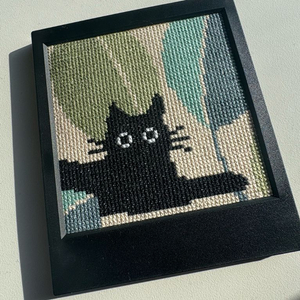 완성십자수 팝니다 (Black Cat / 액자포함)