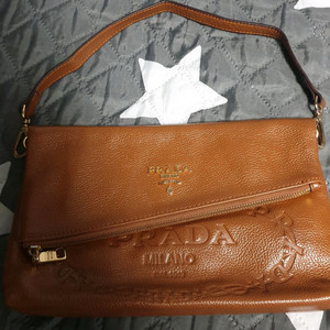 프라다 빈티지 가죽 클러치 숄더백 브라운