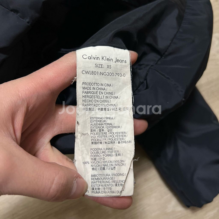 켈빈클라인 진스 여성 덕다운 와펜 후드 롱패딩 점퍼 [블랙] XS/85--5