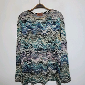 (L) 미쏘니 니트 패턴 스웨터 라운드 이태리판