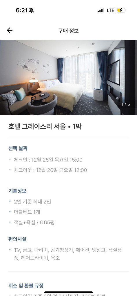 [크리스마스] 호텔 그레이스리 숙박권 _ 시청역 도보 5분 이미지