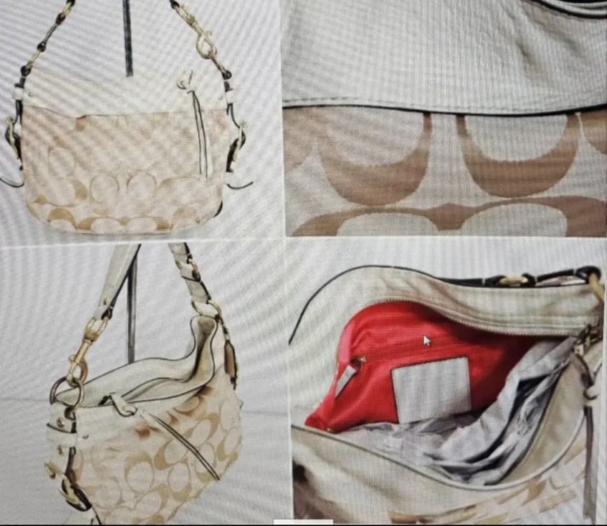 코치 시그니처 숄더백 아이보리--3