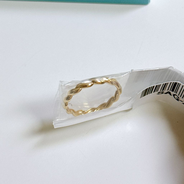 스톤헨지 브레이드 꼬임 반지 옐로우 골드 11호--2